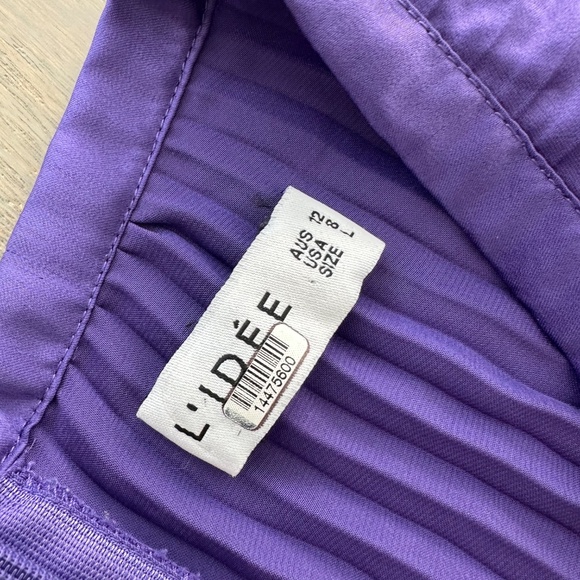L'IDEE Deesse Purple Pleated Halter Maxi Dress Viola US 8 - Picture 4 of 10